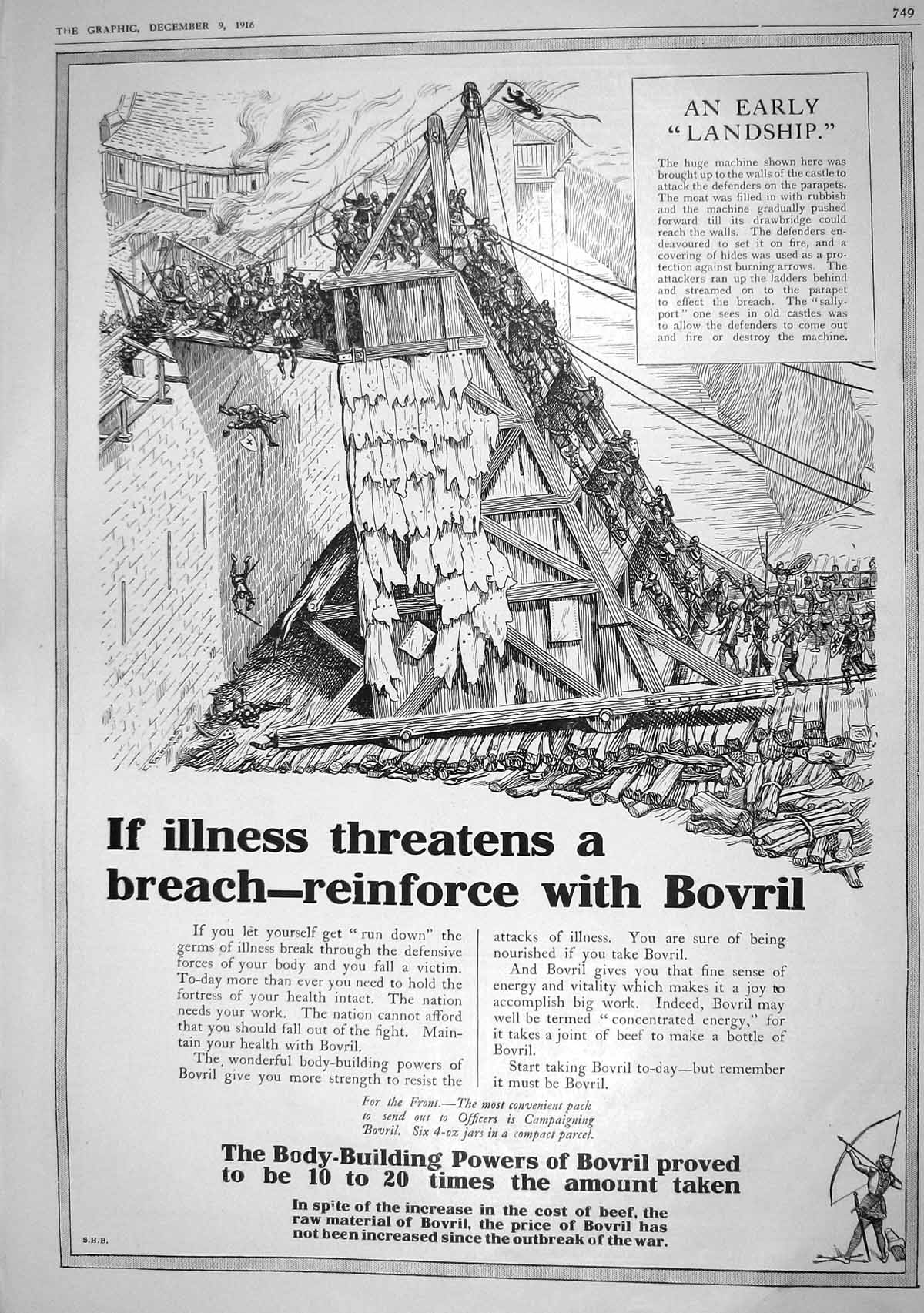 Antique Print 1916 Bovril Foots Adjustable Chair Monte Carlo Goodall Morley