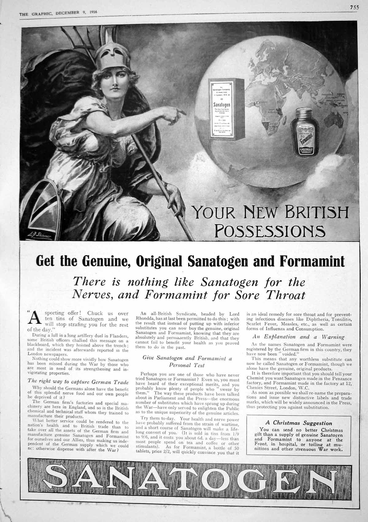 Antique Old Print 1916 Sanatogen Greys Cigarettes Oxo Carters Bensons Watch