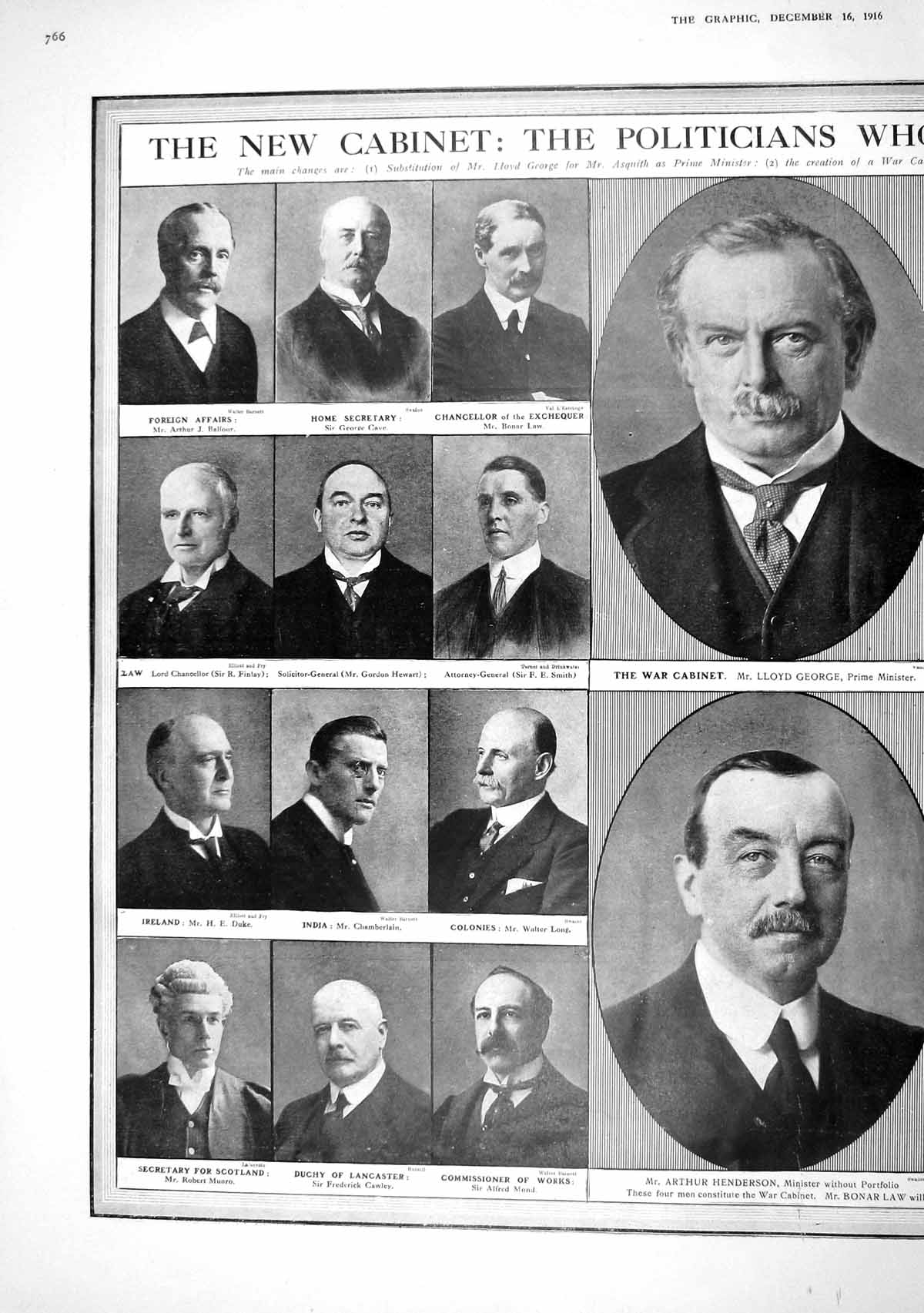 Old 1916 Cabinet Parliaments George Henderson Cwley Smith Law Curzon 20th