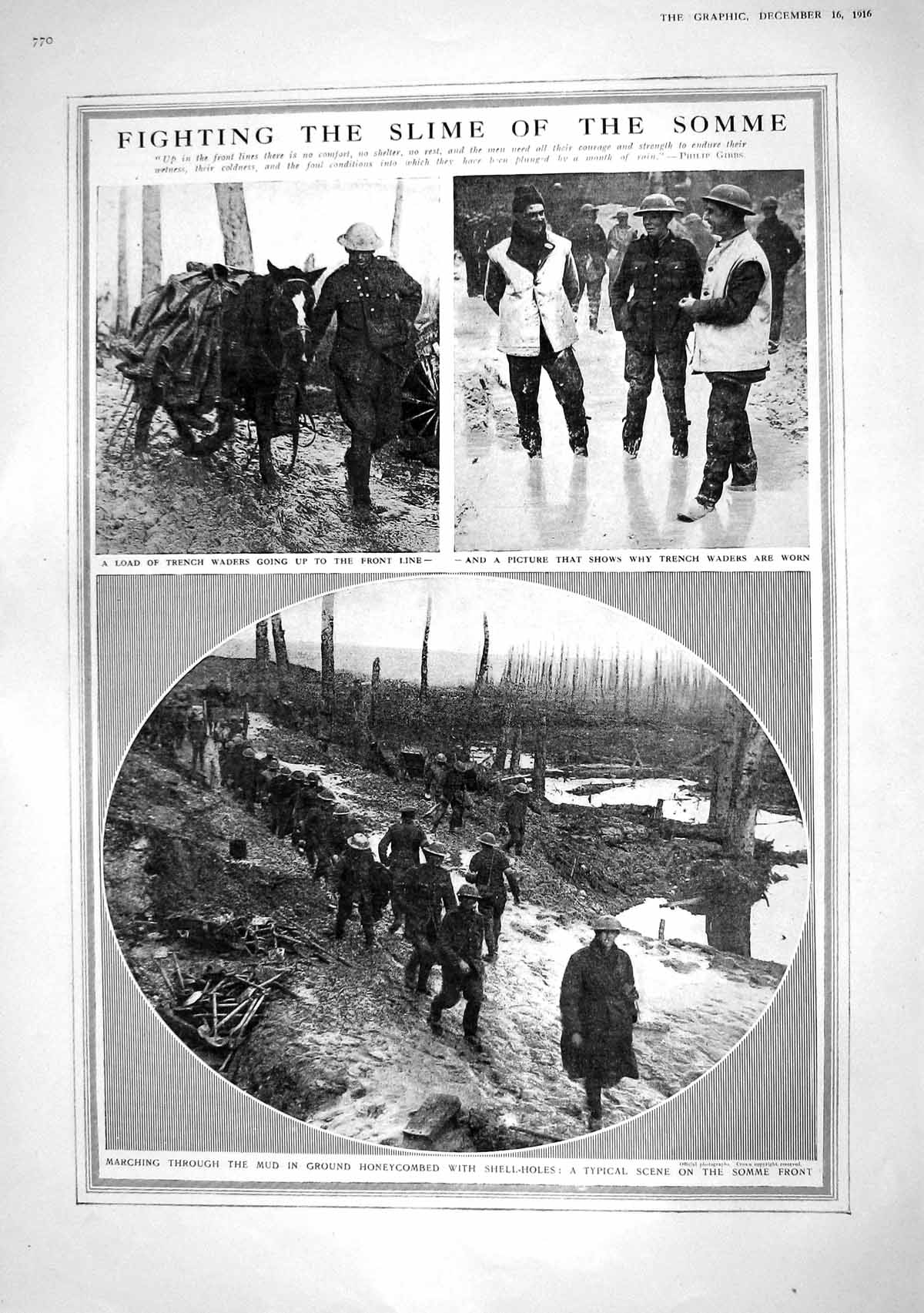 Old Print 1916 War Battle Somme Siers Officers Mess Gordon Highlanders V 20th