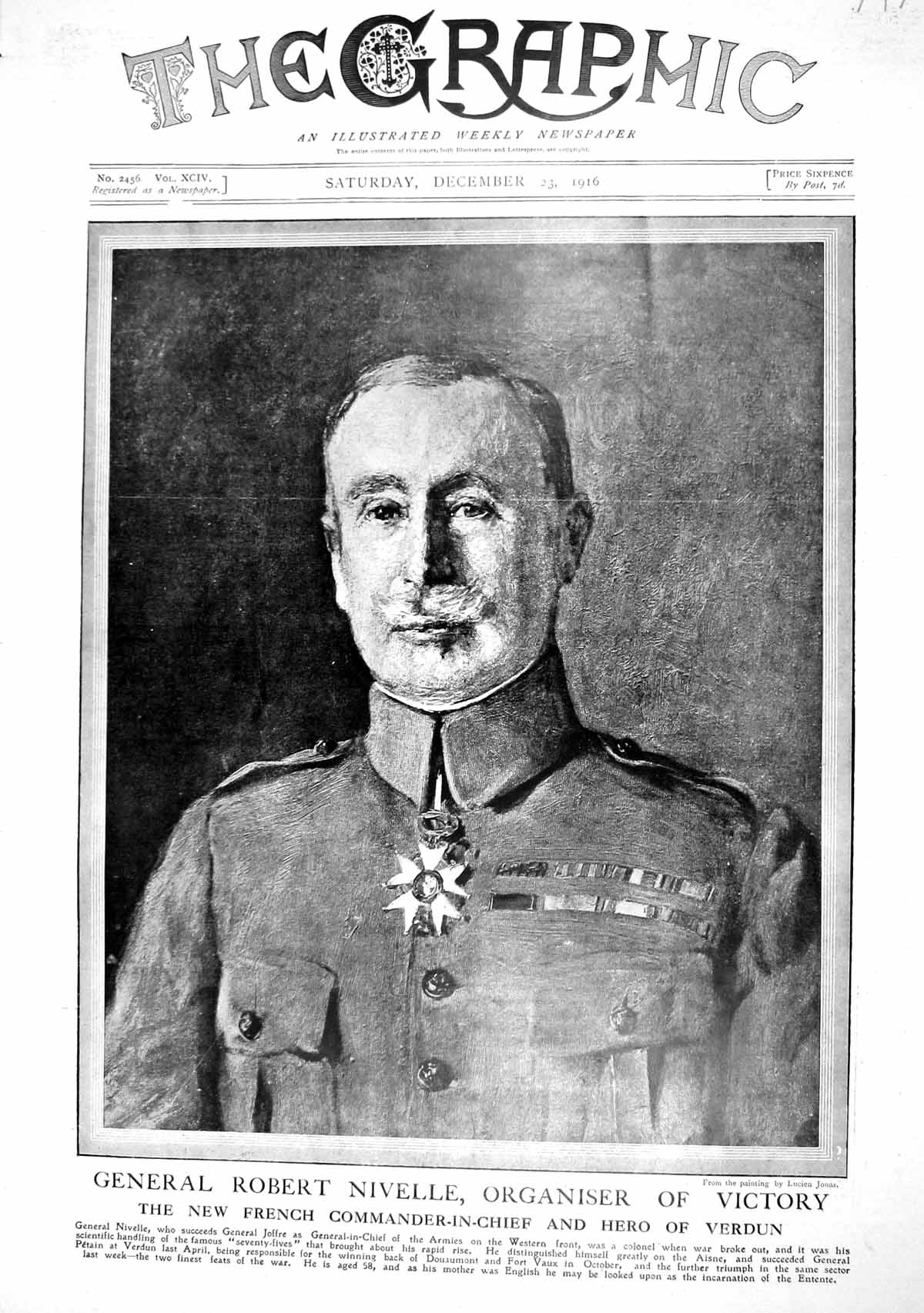 Old 1916 General Robert Nivelle French-Commander-In-Chief Verdun Athe 20th
