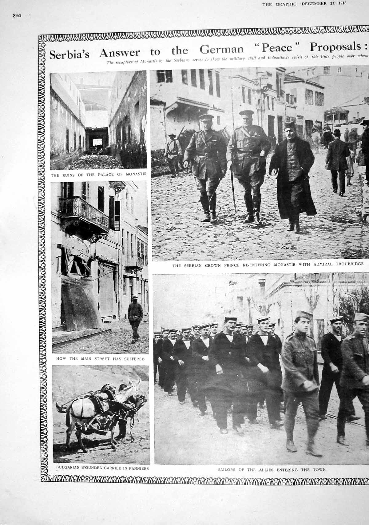 Old 1916 War Serbia Palace Monastir Sailors Serbian Crown Prince Fren 20th
