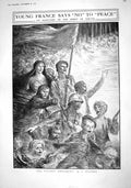 Old Print 1916 France Young Children Enfants Heroiques Siers Haymaking F 20th