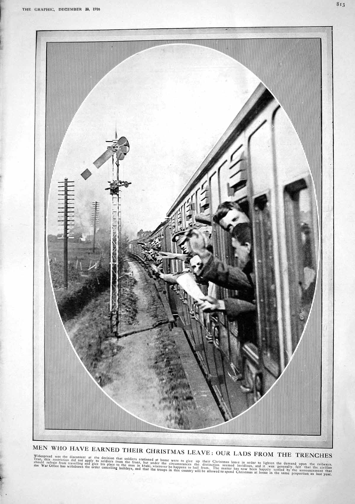 Old Print 1916 Transport War Siers Train Railways Nurse Christmas Hospit 20th