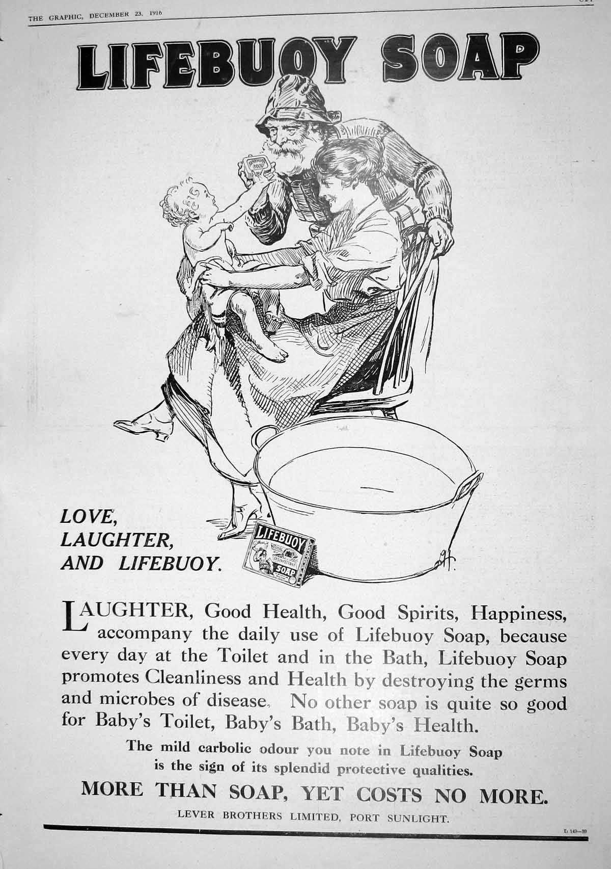 Old 1916 Advertisement Lifebuoy Soap Lever Brothers Limited Port Sunl 20th