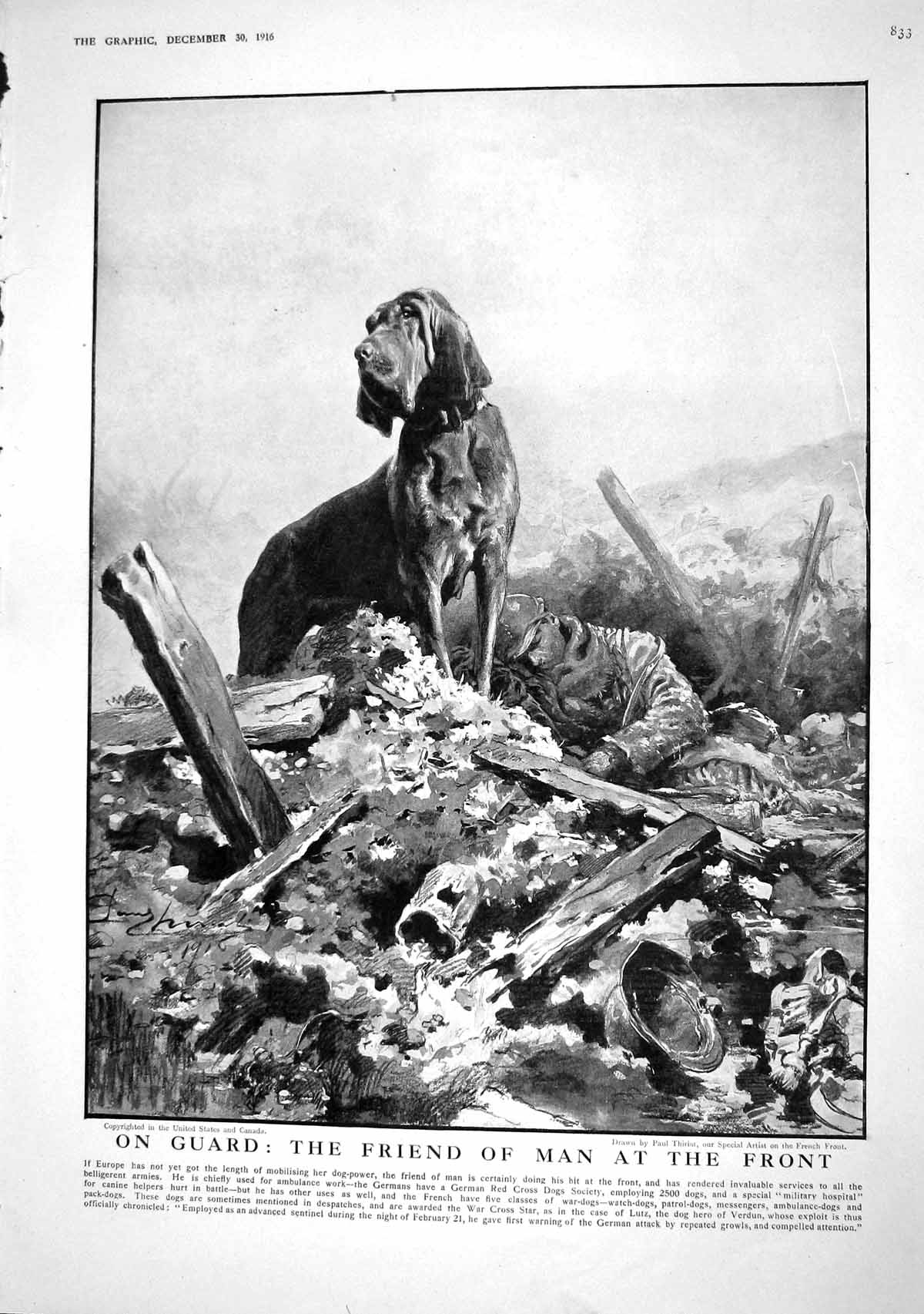 Old Print 1916 War Ambulance Dog Sier Y.M.C.A. Motor Cars Chariots Londo 20th