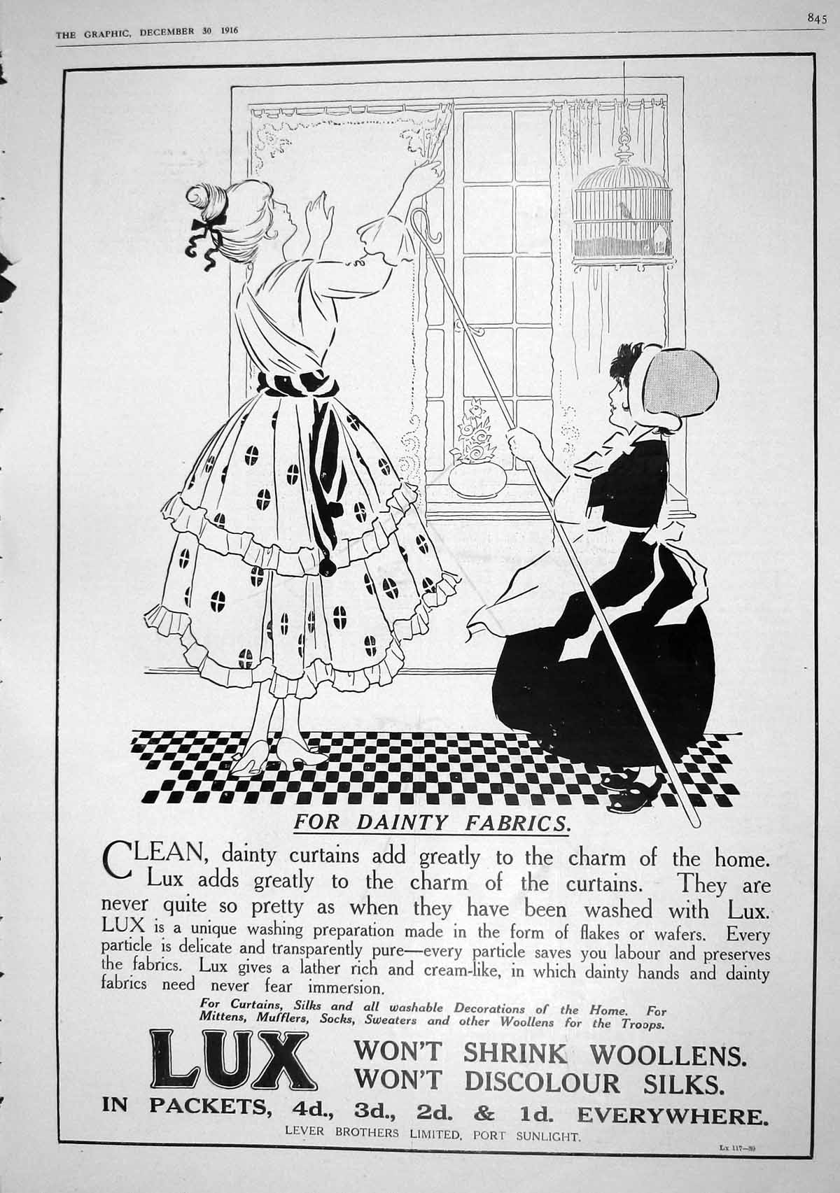 Old 1916 Advertisement Lux Lever Brothers Limited Port Sunlight Washi 20th