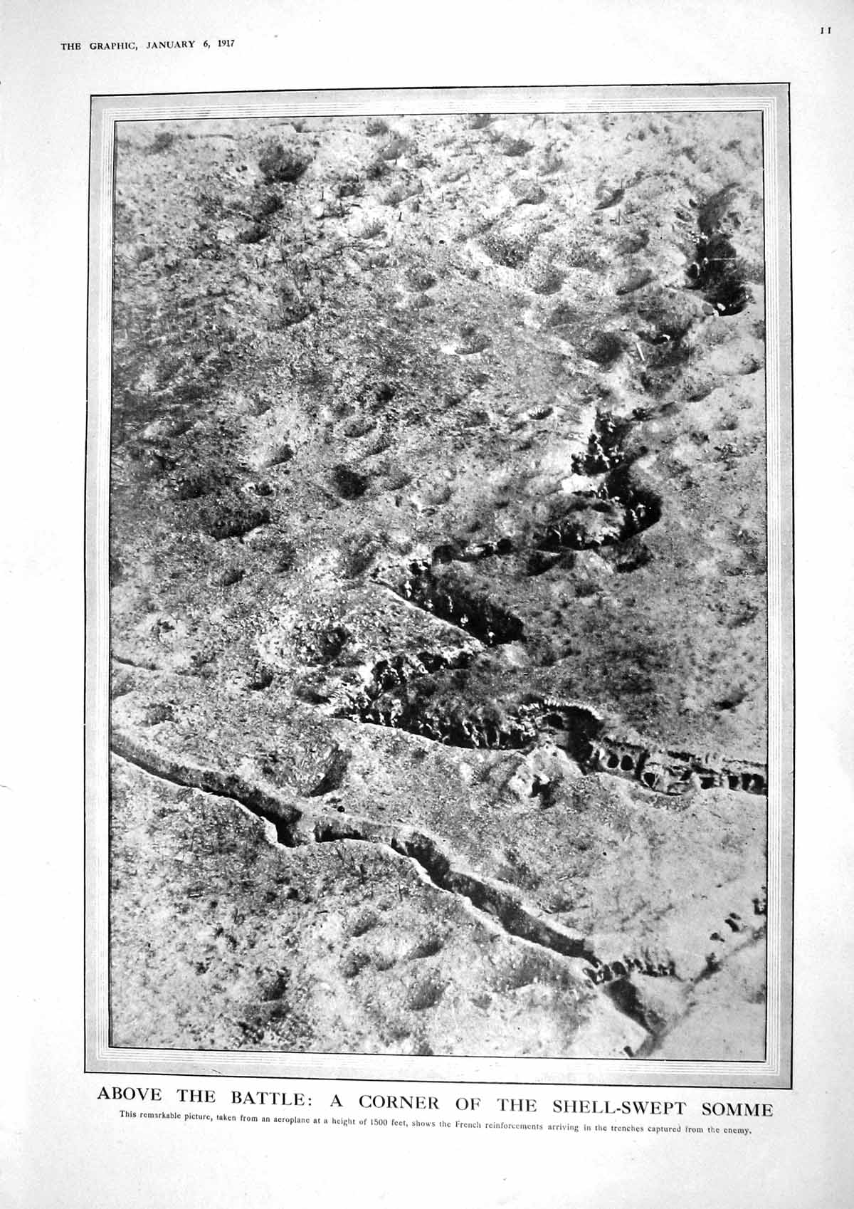 Antique Print 1917 War French Reinforcements Trenches Siers Bombing Fritz 20th