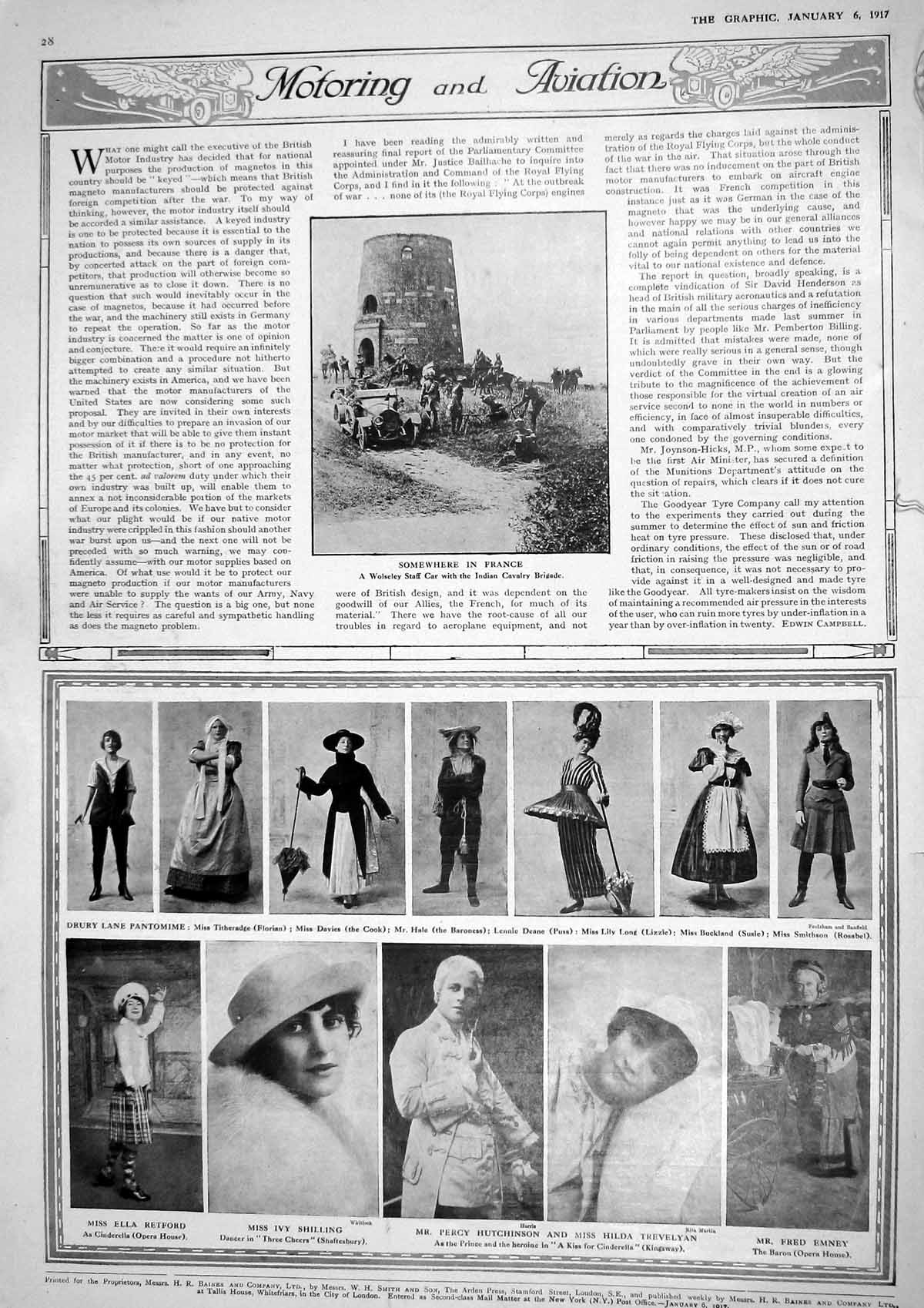 Original Old Vintage Print 1917 Wolseley Staff Car France Siers Theatre Retford