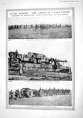 Old Print 1917 War Guns Artillery Africa Horses Gun Trenches Siers Ammun 20th