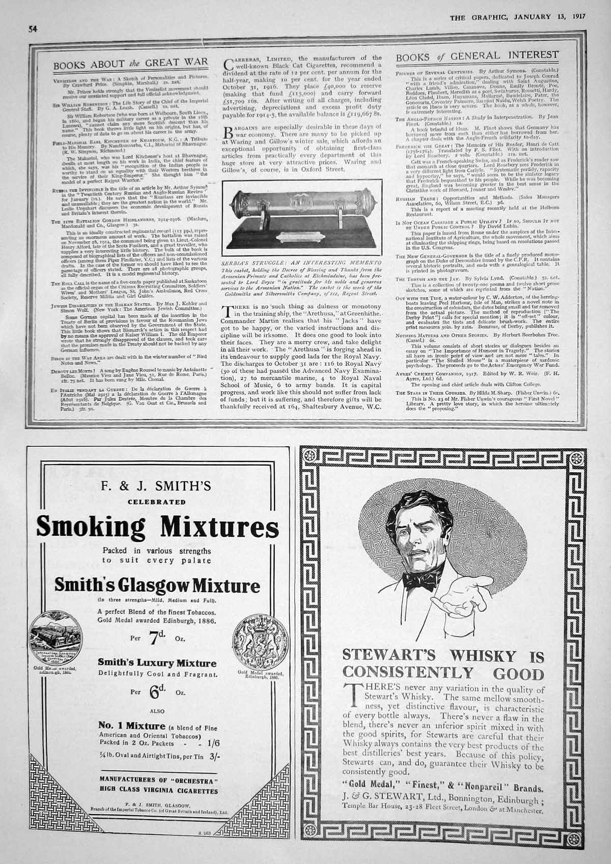 Old Vintage Print 1917 Casket Decree Blessing Serbia Smith'S Cigarettes 20th