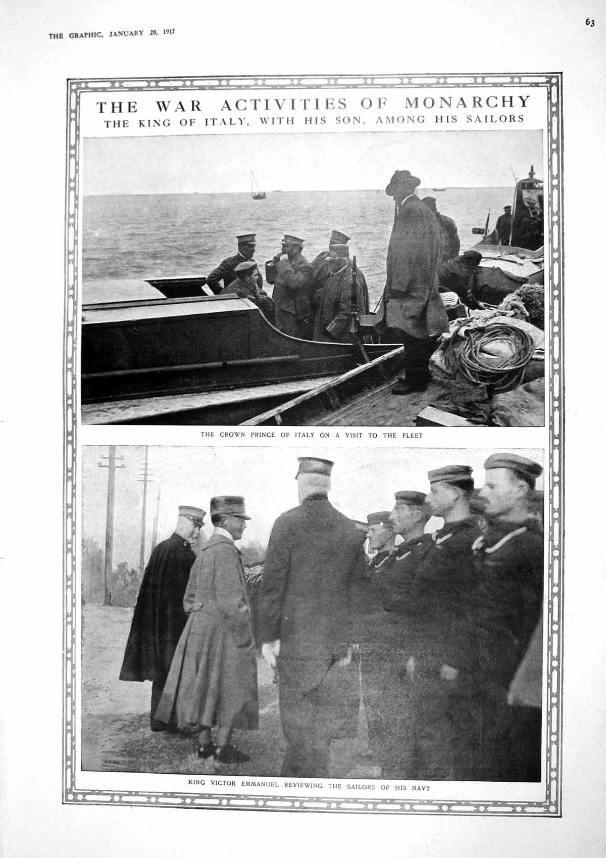 Old 1917 King Prince Victor Emmanuel Italy Sailors Navy War Harrison 20th