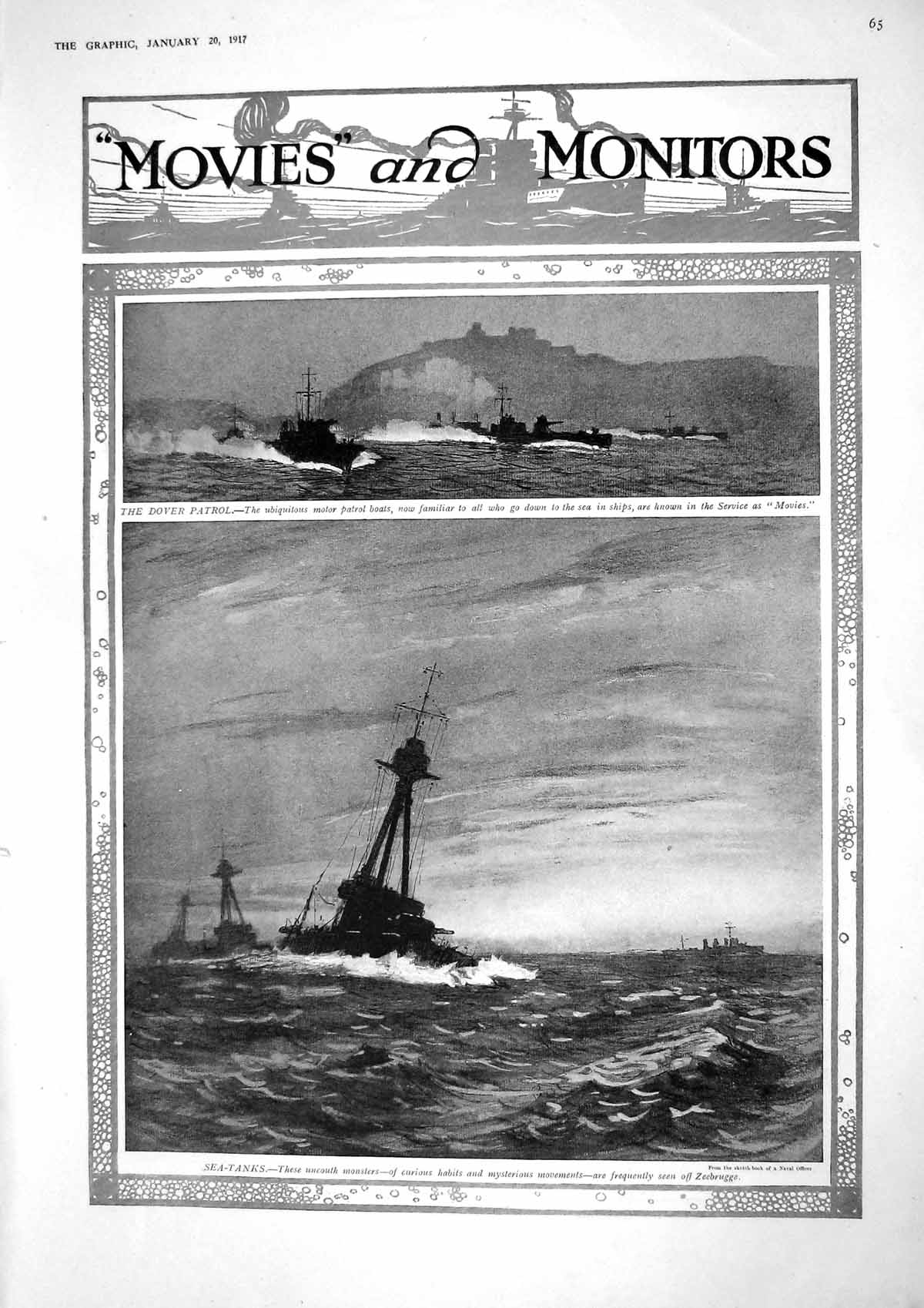 Old 1917 Sea-Tanks Ships Zeebrugge Dover Patrol Boats Mapperley Hospi 20th