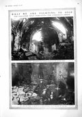 Old Print 1917 Desecrated Temple Church Dug-Out War Siers Red Cross Trai 20th