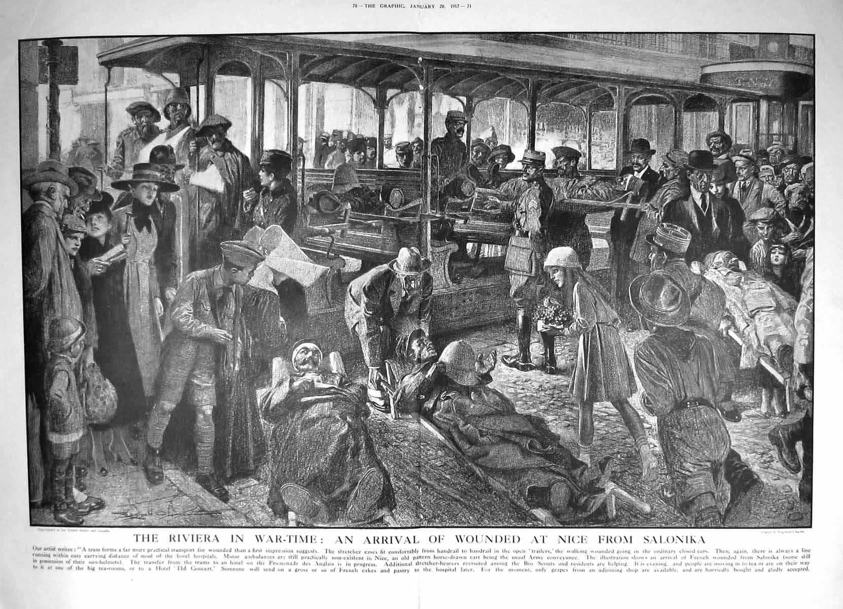 Old 1917 Scene Riviera War Time Wounded Siers Nice France Salonika 0 20th