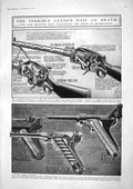 Old Print 1917 War Weapons Automatic Pistol Rifle Siers Ploughing Pigs H 20th