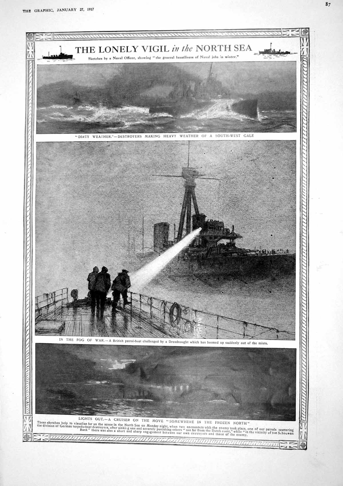 Old 1917 North Sea Cruiser Ship War British Patrol Boat Sazonov Russi 20th