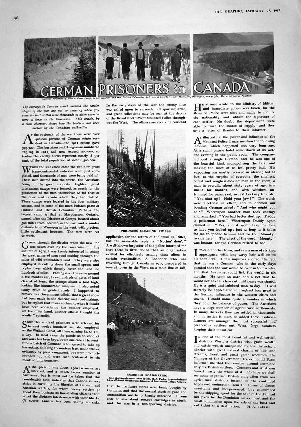 Old Print 1917 German Prisoner War Canada Otter Camp France Dug-Out Sier 20th