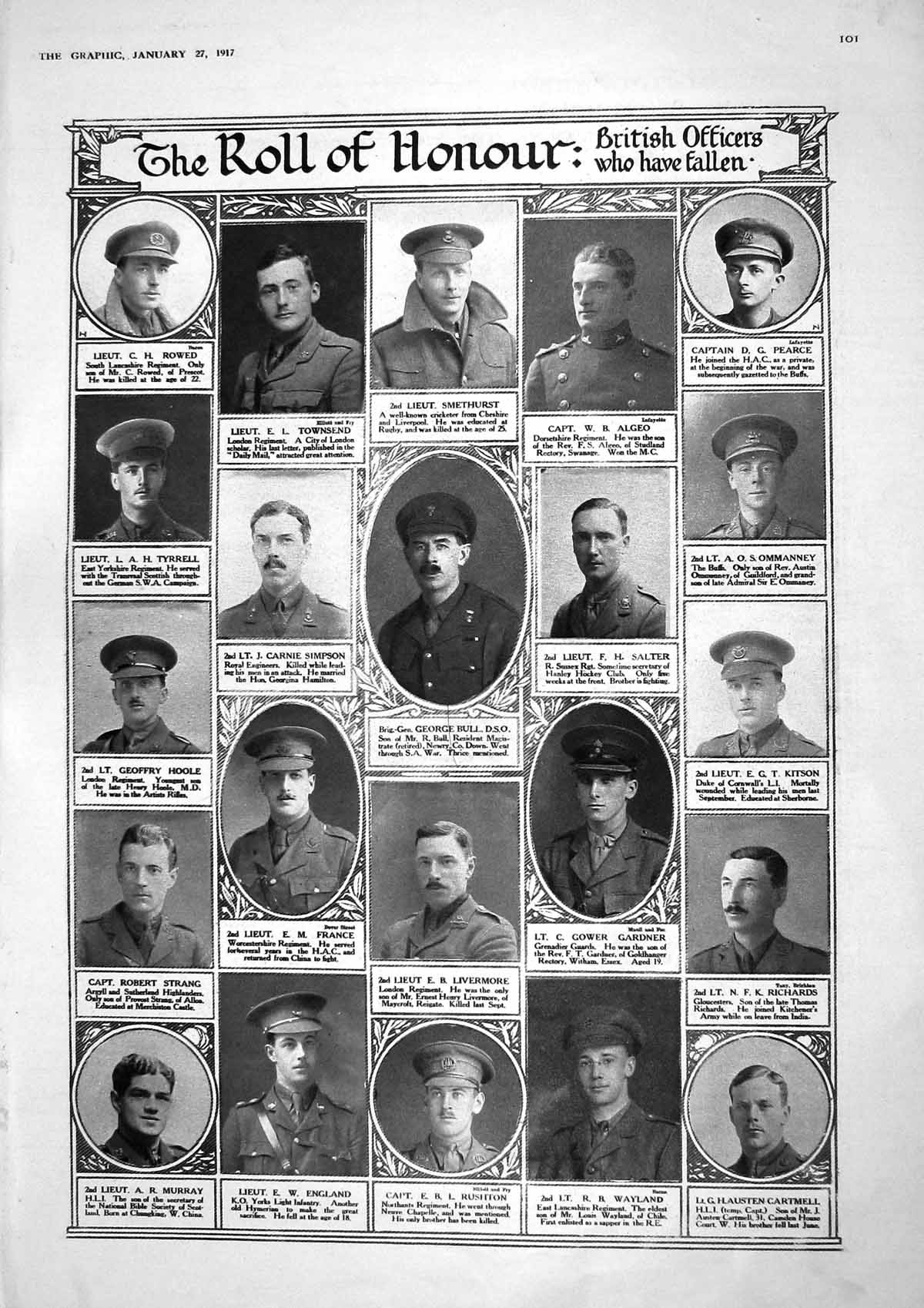 Old 1917 War Honour Simpson France Smethurst Algeo Kitson Strang Howi 20th
