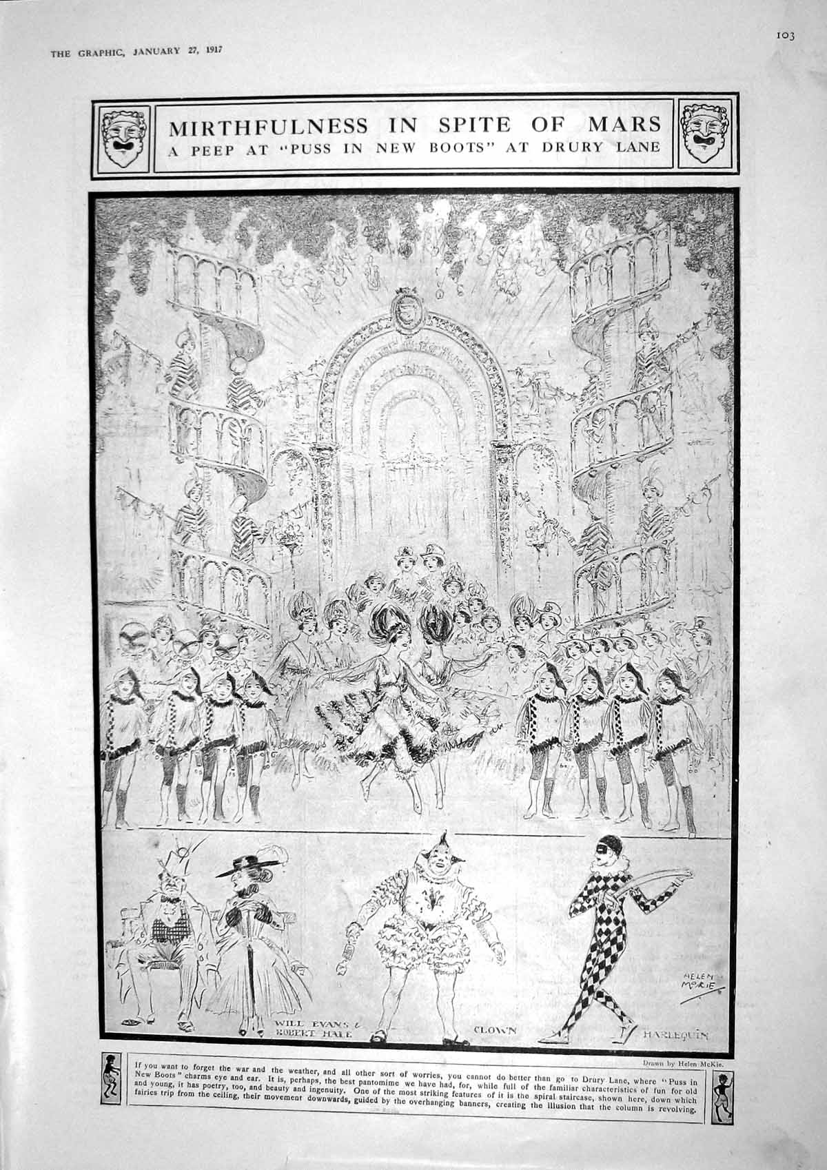 Old 1917 Puss Boot Drury Lane Theatre Robert Gibb War Picture Highlan 20th