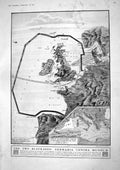Old 1917 Map Britain German Blockade War Contra Mundum Gorilla Natura 20th