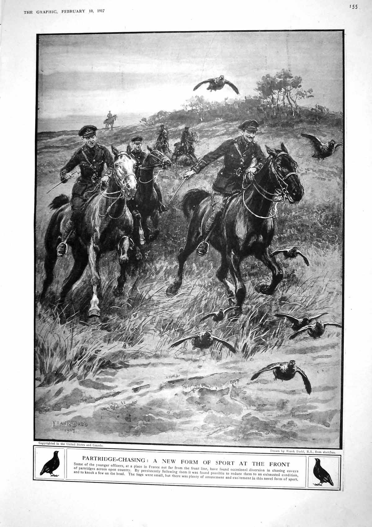 Old Print 1917 Partridge Chasing France War Siers Kite Balloon Germany J 20th