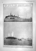 Old 1917 French Battle Ship Gaulois Sinking Mediterranean Italy War A 20th
