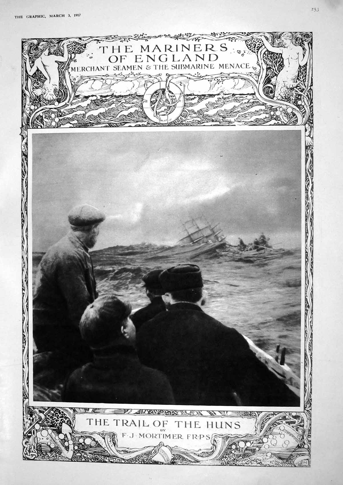 Old 1917 Merchant Seamen England War Ship Huns Submarine Coastguards 20th