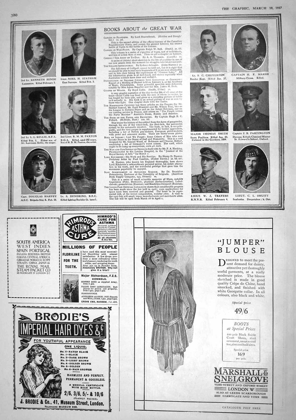 Old Vintage Print 1917 Hinde Statham Paxton Smith Marsh War Harvey Druitt 20th