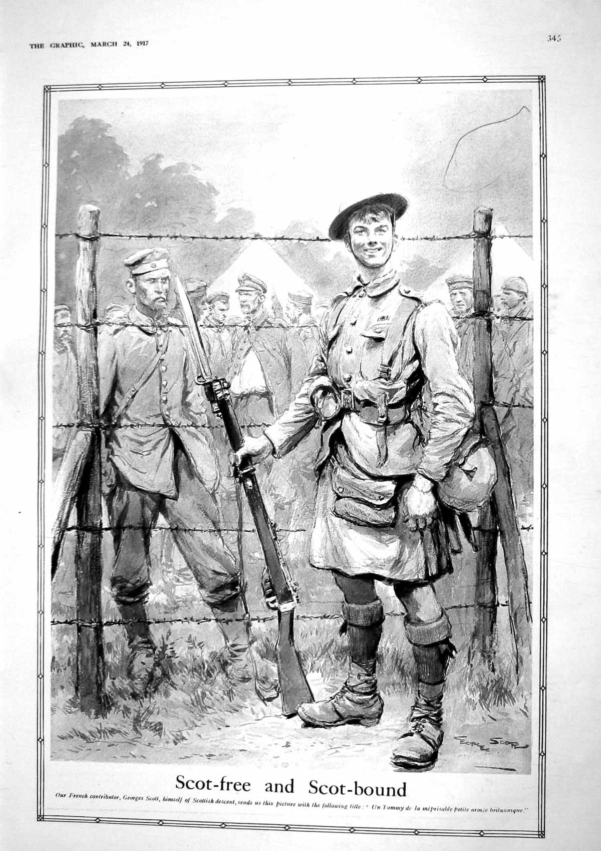 Old Vintage Print 1917 War Siers Prison Camp Georges Scott War Museum Germ 20th
