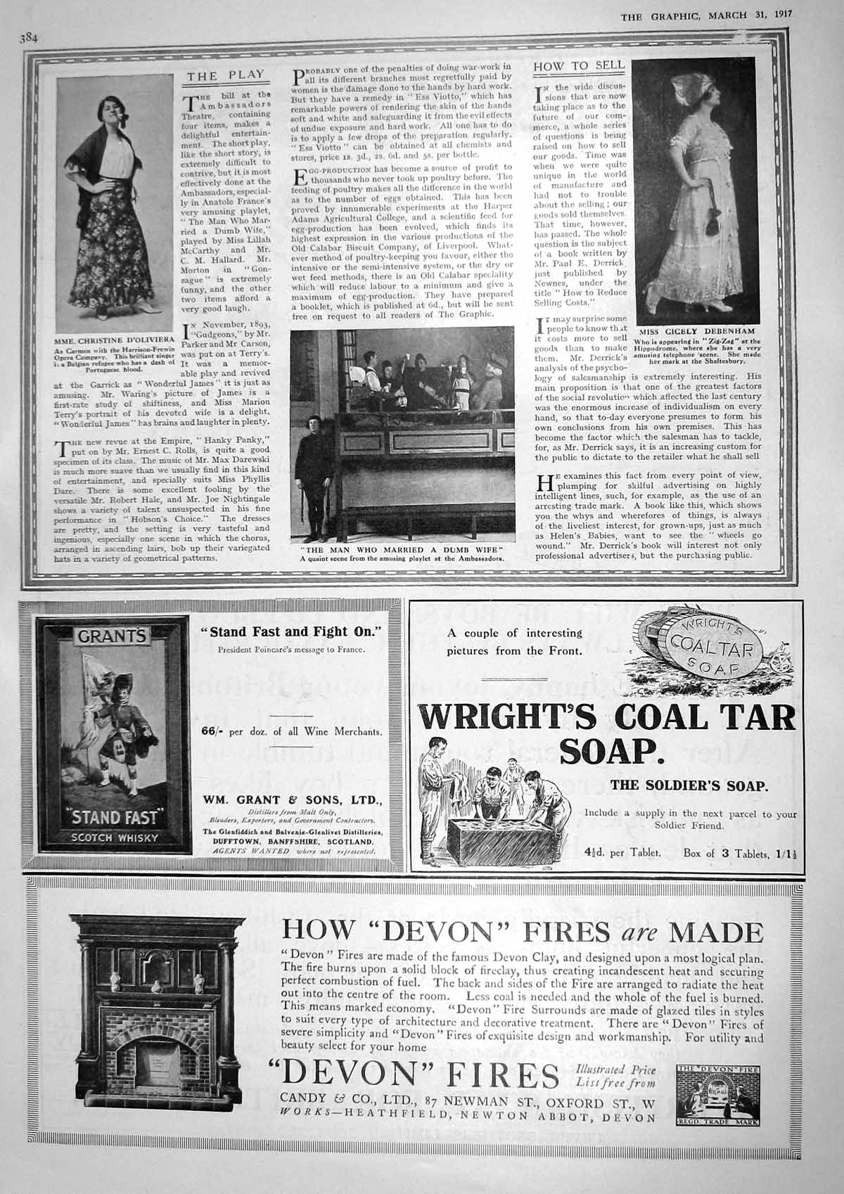 Old 1917 D'Oliviera Debenham Theatre Grants Whisky Devon Fires Lifebu 20th