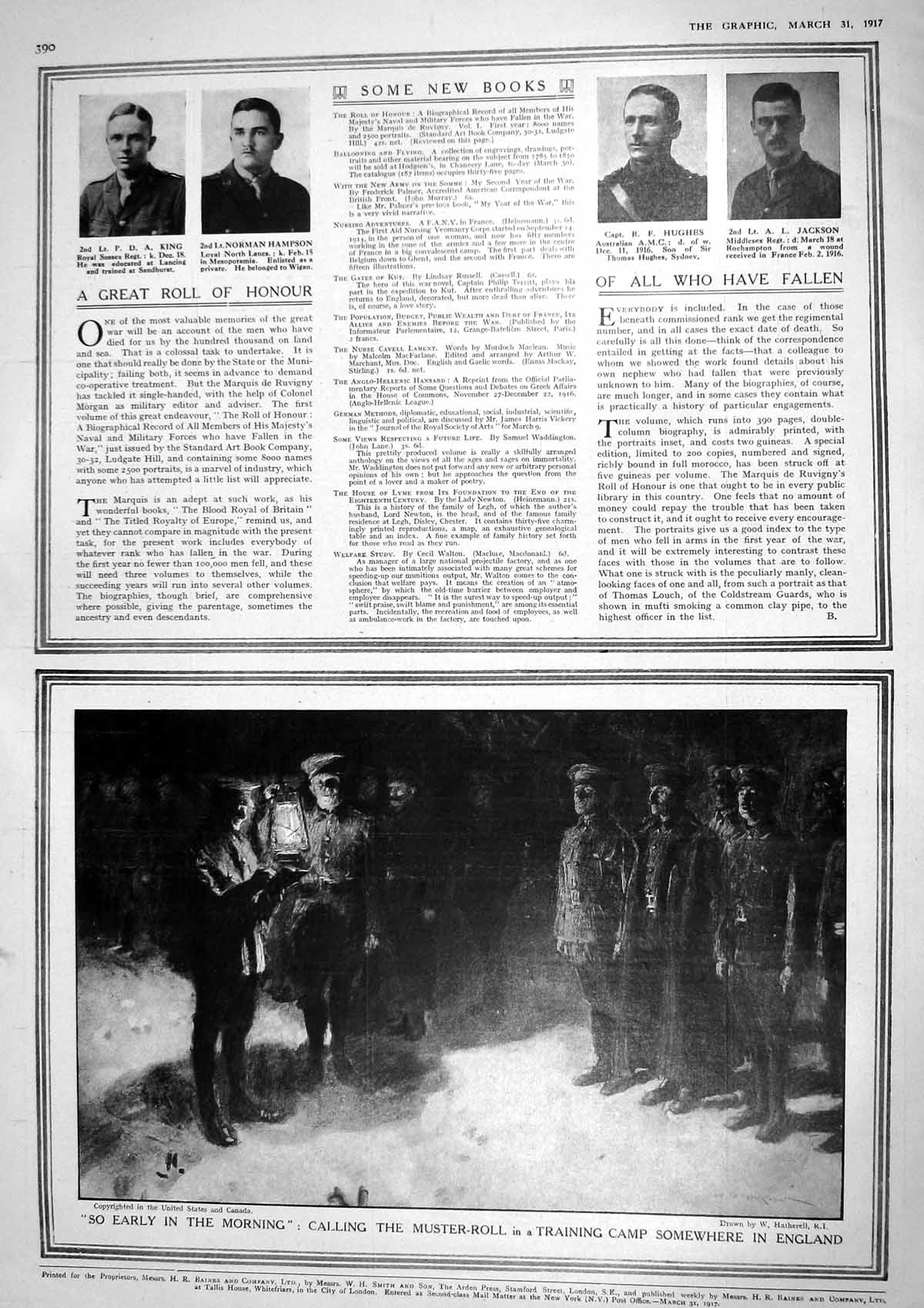 Original Old Vintage Print 1917 King Norman Hampson Hughes Jackson Army England