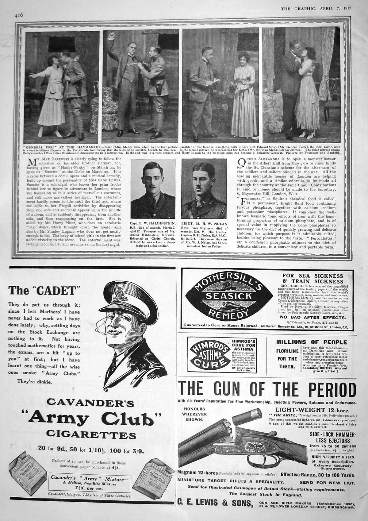 Original Old Vintage Print 1917 Theatre Haldinstein Nolan Titheradge Broughton