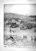 Old Print 1917 War British Heavy Artillery Siers France Champagne Bapaum 20th