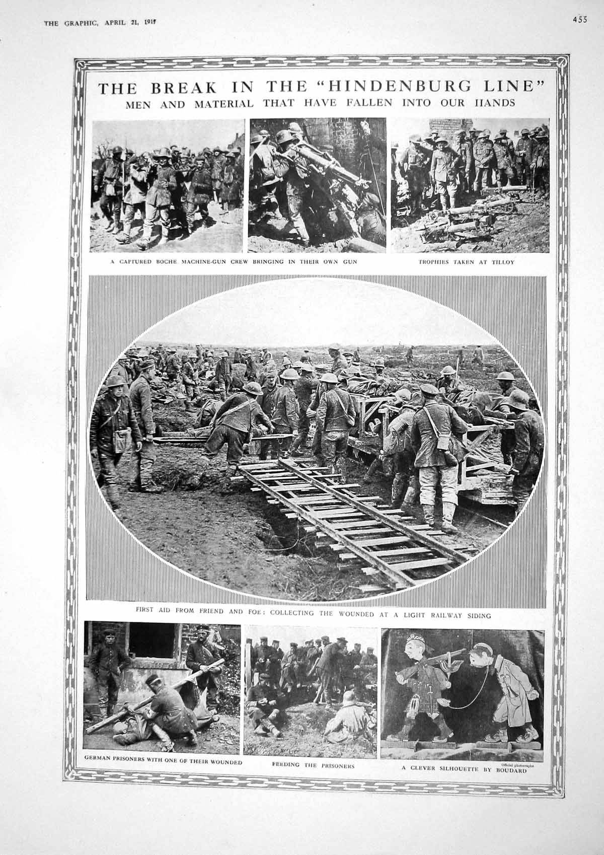 Old Vintage Print 1917 Boche Machine Gun Hindenburg War Lednicki Poland 20th