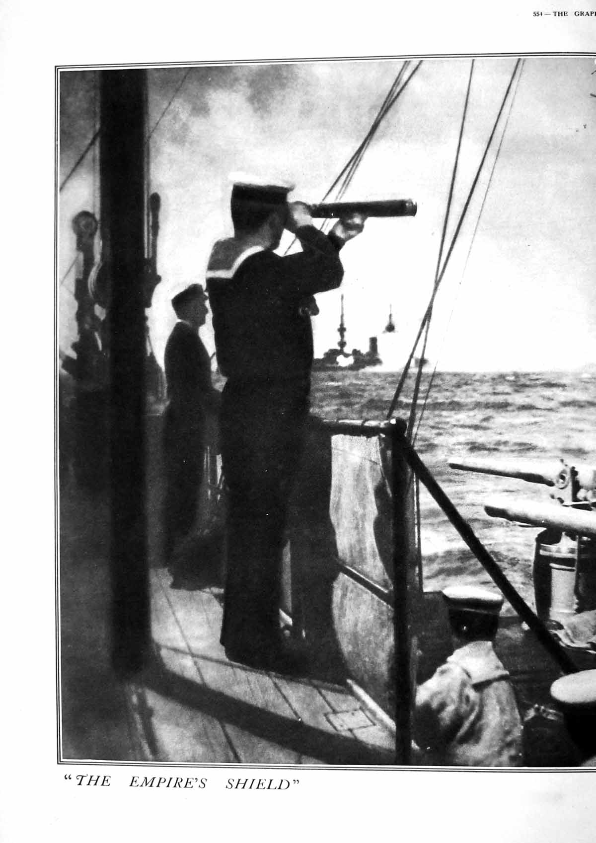 Old 1917 War Ships Sailors Navy Telescope Empire'S Shield Photograph 20th