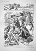 Original Old Vintage Print 1917 Hindenburg Railway Line London Paris Berlin War