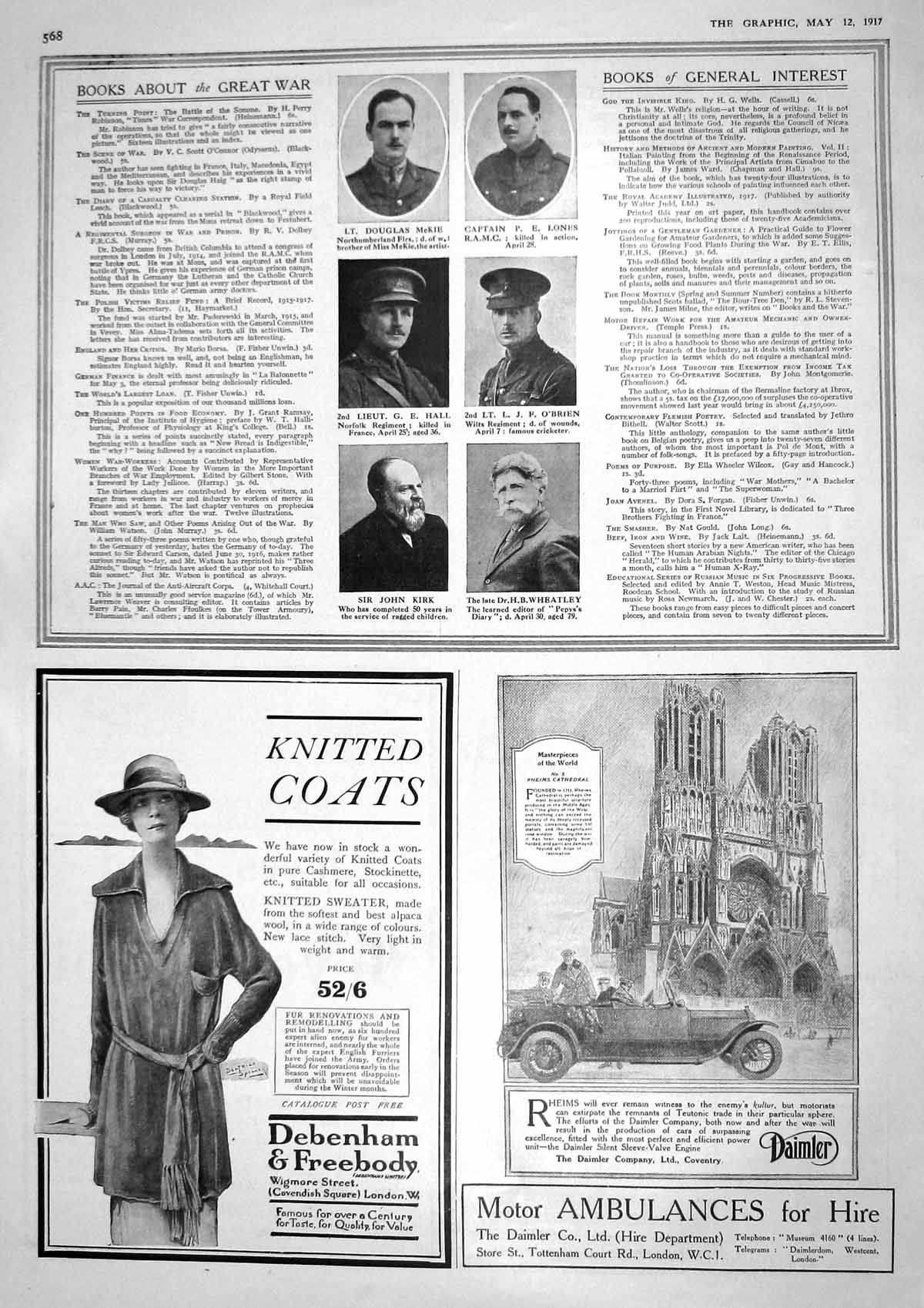 Old Vintage Print 1917 Mckie Lones Hall O'Brien Kirk Wheatley Daimler Car 20th