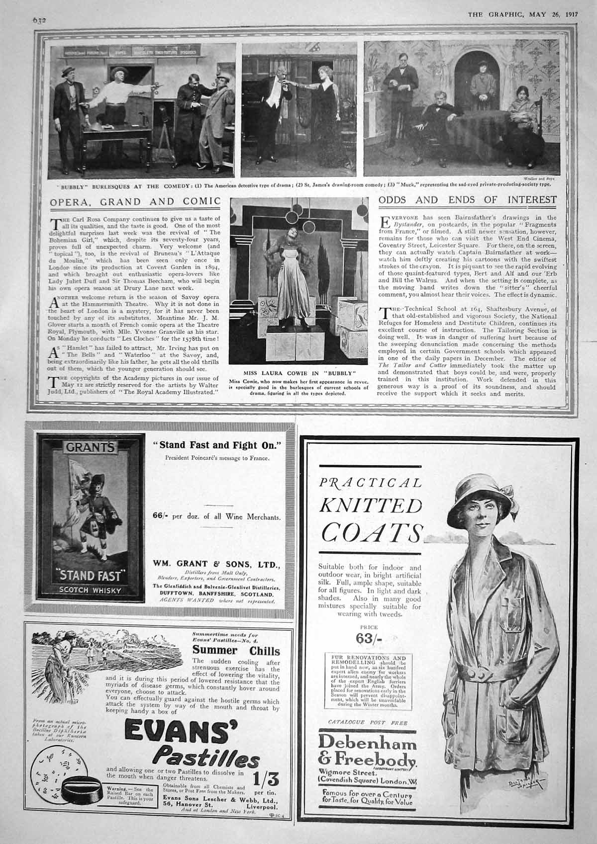 Original Old Vintage Print 1917 Burlesques Comedy Theatre Laura Cowie Debenham