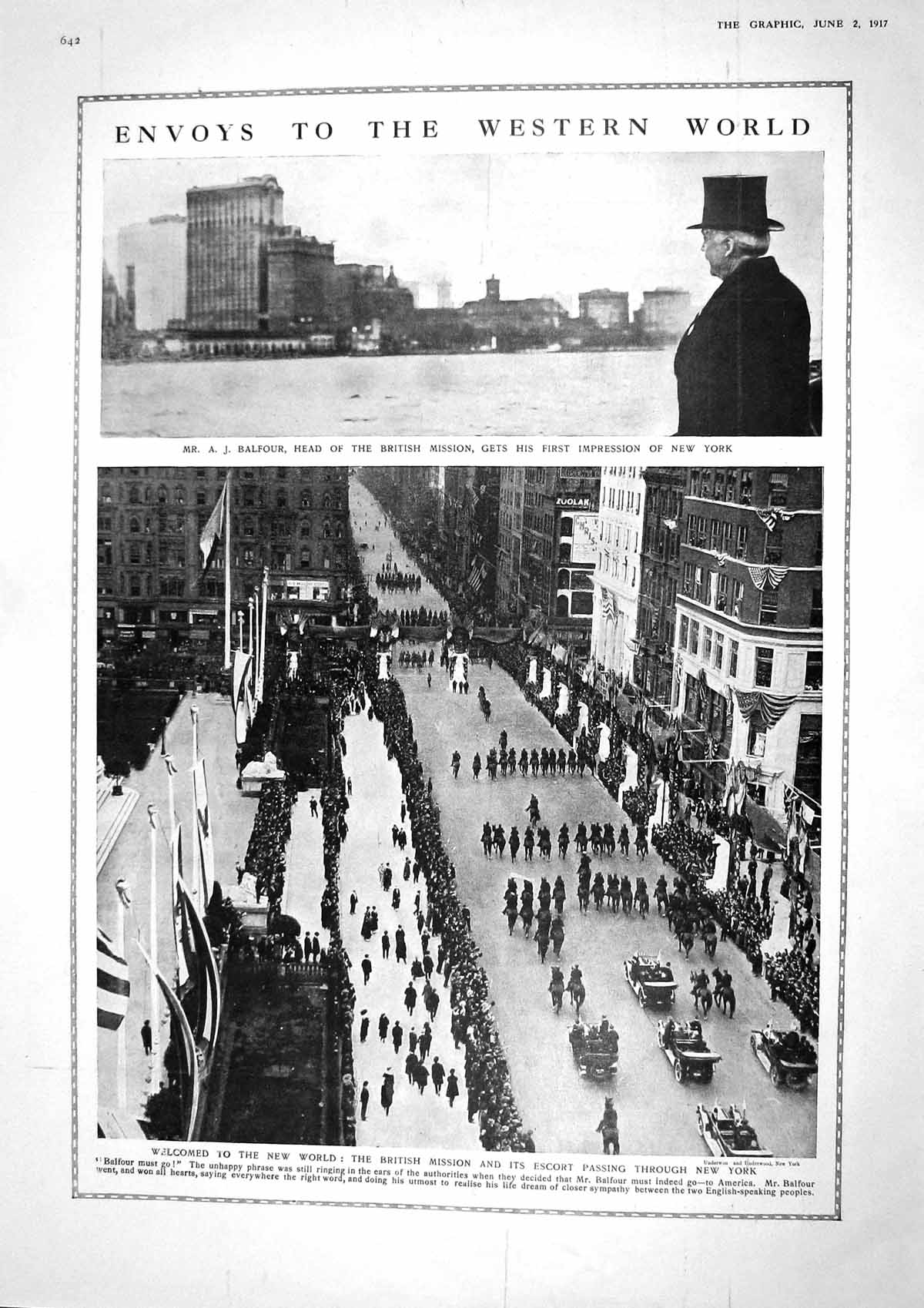 Old Vintage Print 1917 Balfour New York America Map Italy Gorizia Trieste 20th