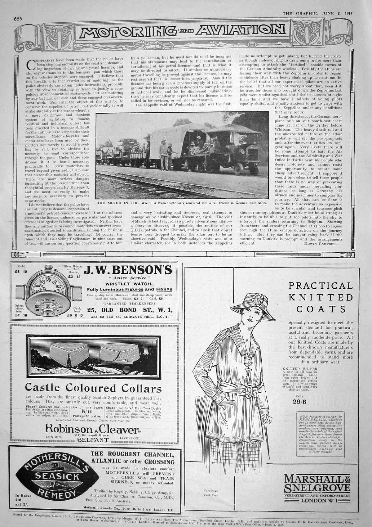 Original Old Vintage Print 1917 Napier Lorry Rail Tractor War Bensons Marshall