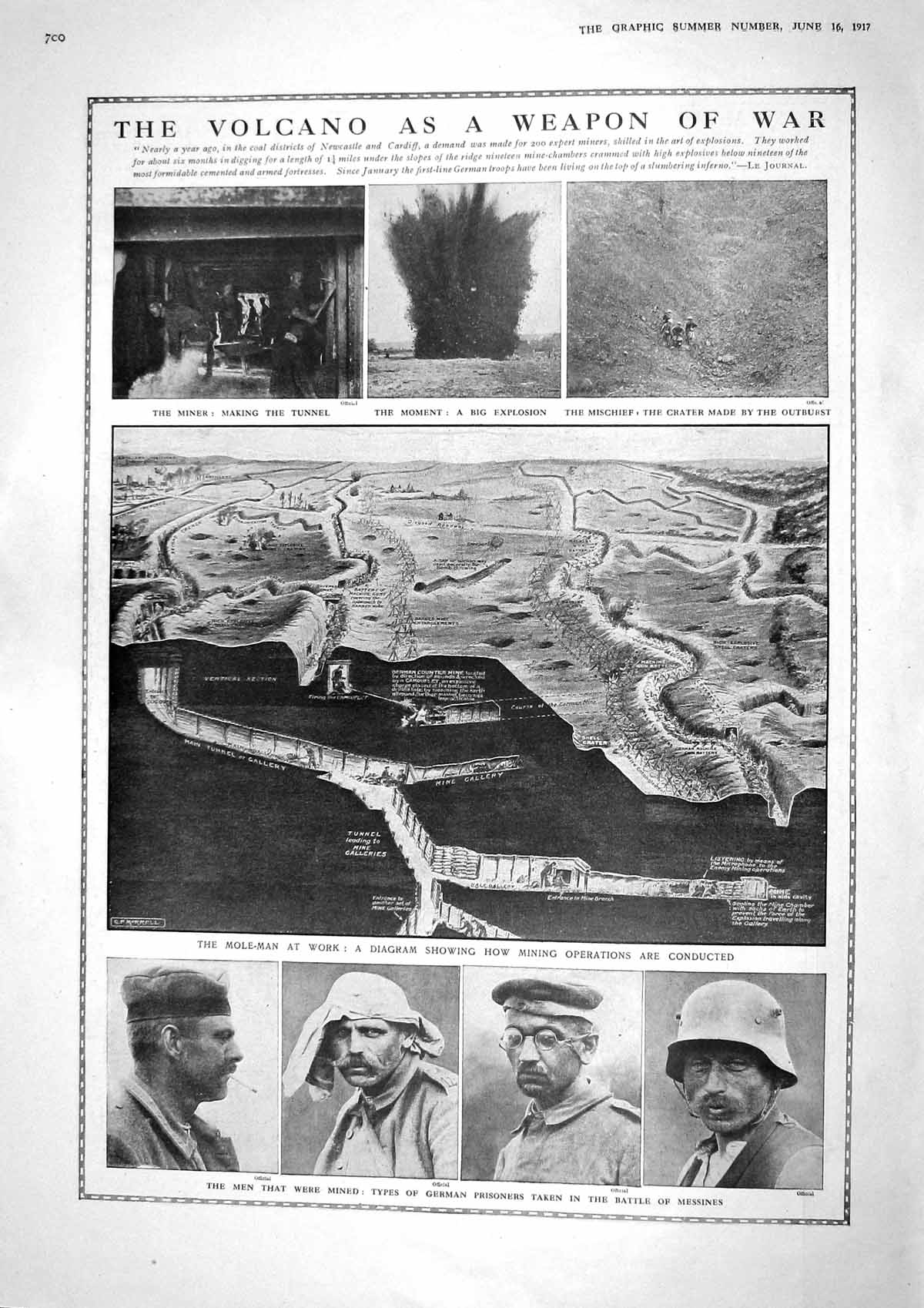 Original Old Vintage Print 1917 Battle Messines War Mining General Pershi 20th