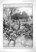Original Old Vintage Print 1917 British Siers War Arras Hun Guns Ypres Messines