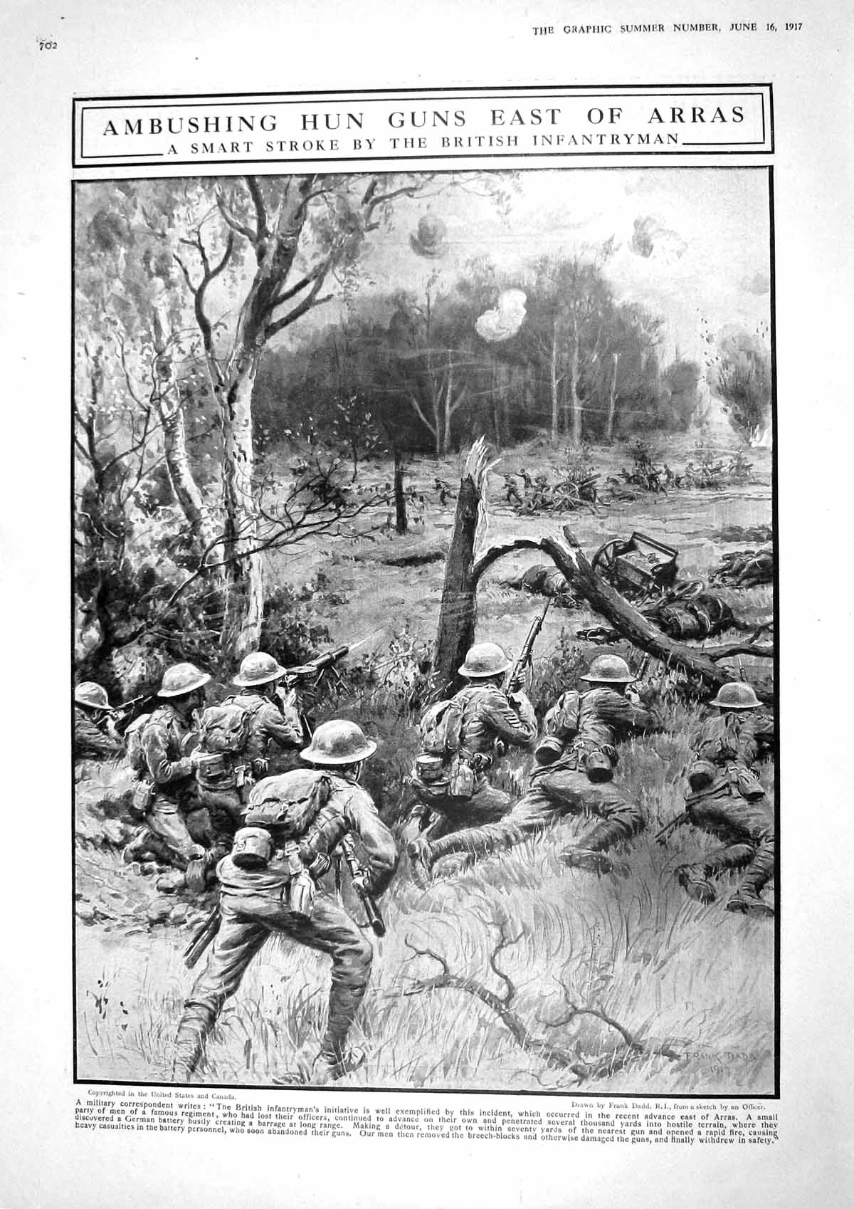 Original Old Vintage Print 1917 British Siers War Arras Hun Guns Ypres Messines