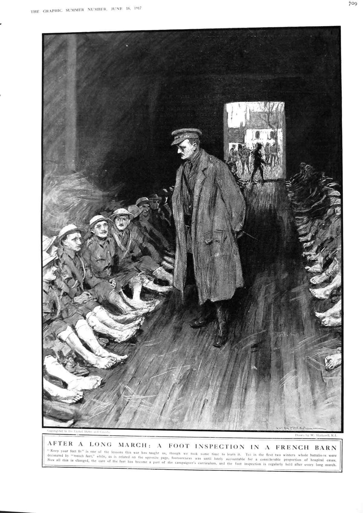 Original Old Vintage Print 1917 Siers Foot Inspection France Canada Forest Tree