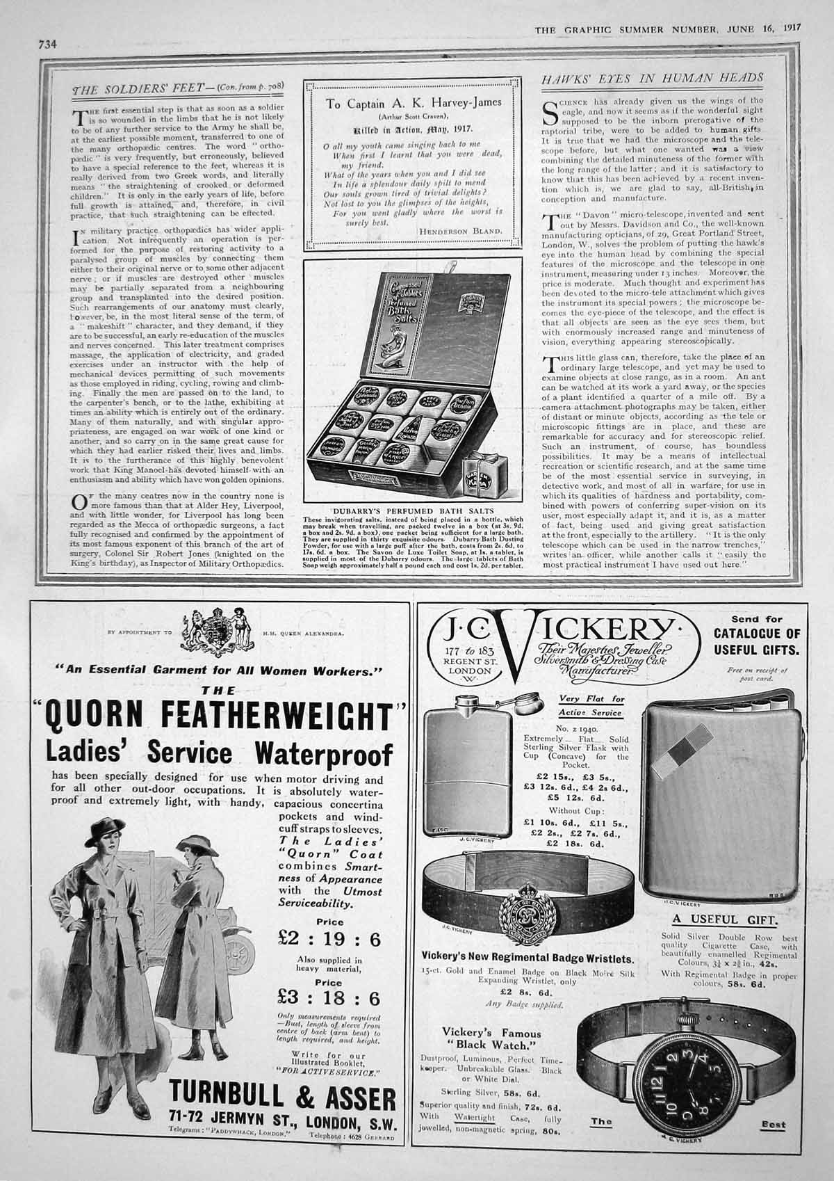 Old Vintage Print 1917 Dubarry Perfumed Bath Salts Vickery Turnbull Asser 20th