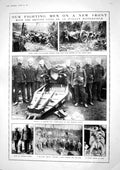 Original Old Vintage Print 1917 War British Guns Betty Isonzo Klondyke Daws 20th