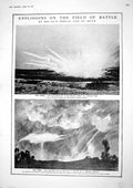 Original Old Vintage Print 1917 War Shell Explosion Laffaux Mill Somme Trenches