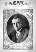Antique Old Print 1917 President Woodrow Wilson America Perishing War Joffre
