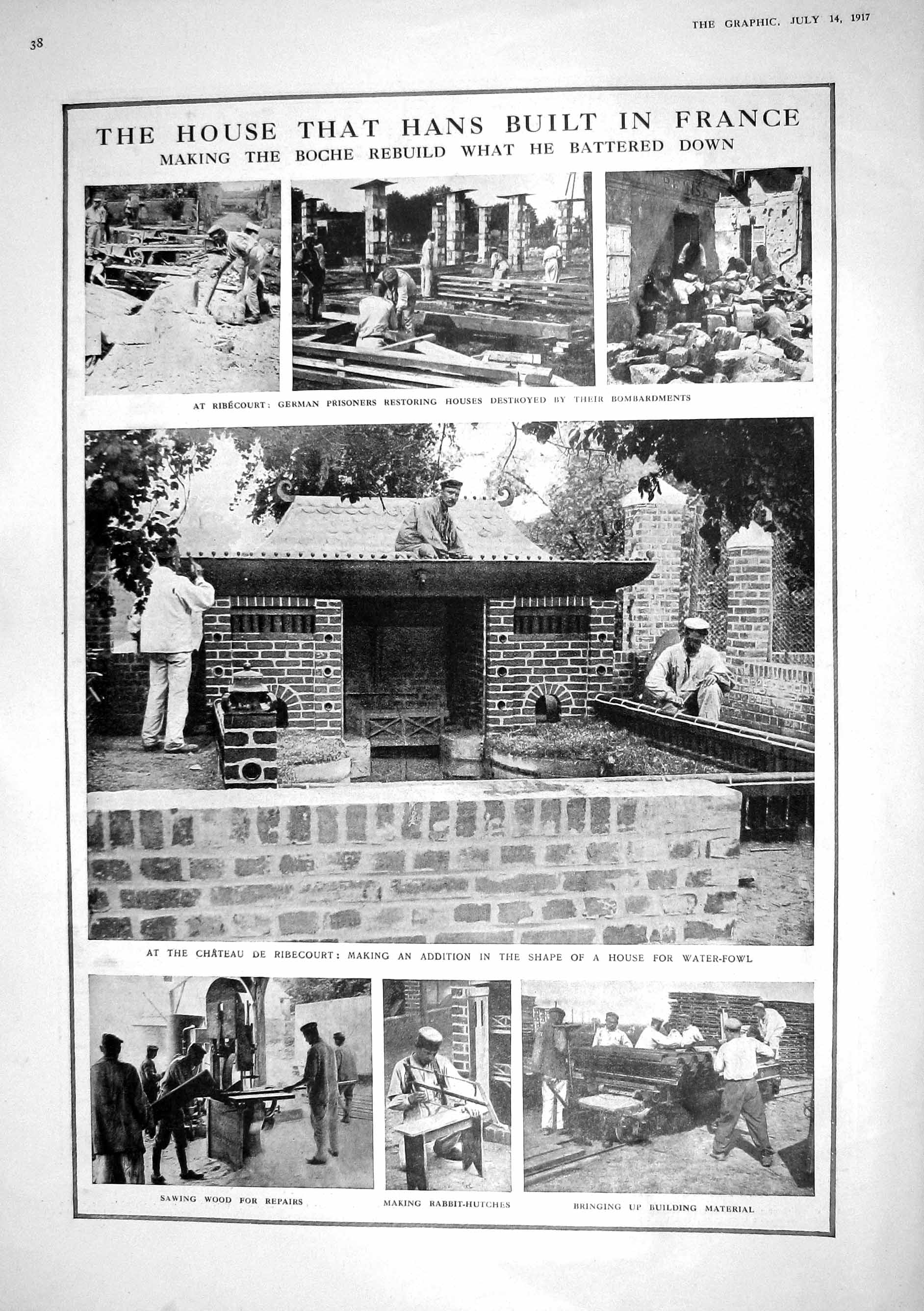 Old 1917 Ribecourt German Prisoners War Chateau Boche German Enemy Se 20th